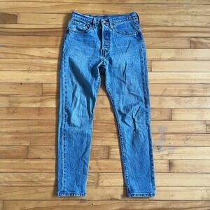 Levi's 501 Skinny Fit Premium Denim Jeans Women's Button Fly Blue Wash